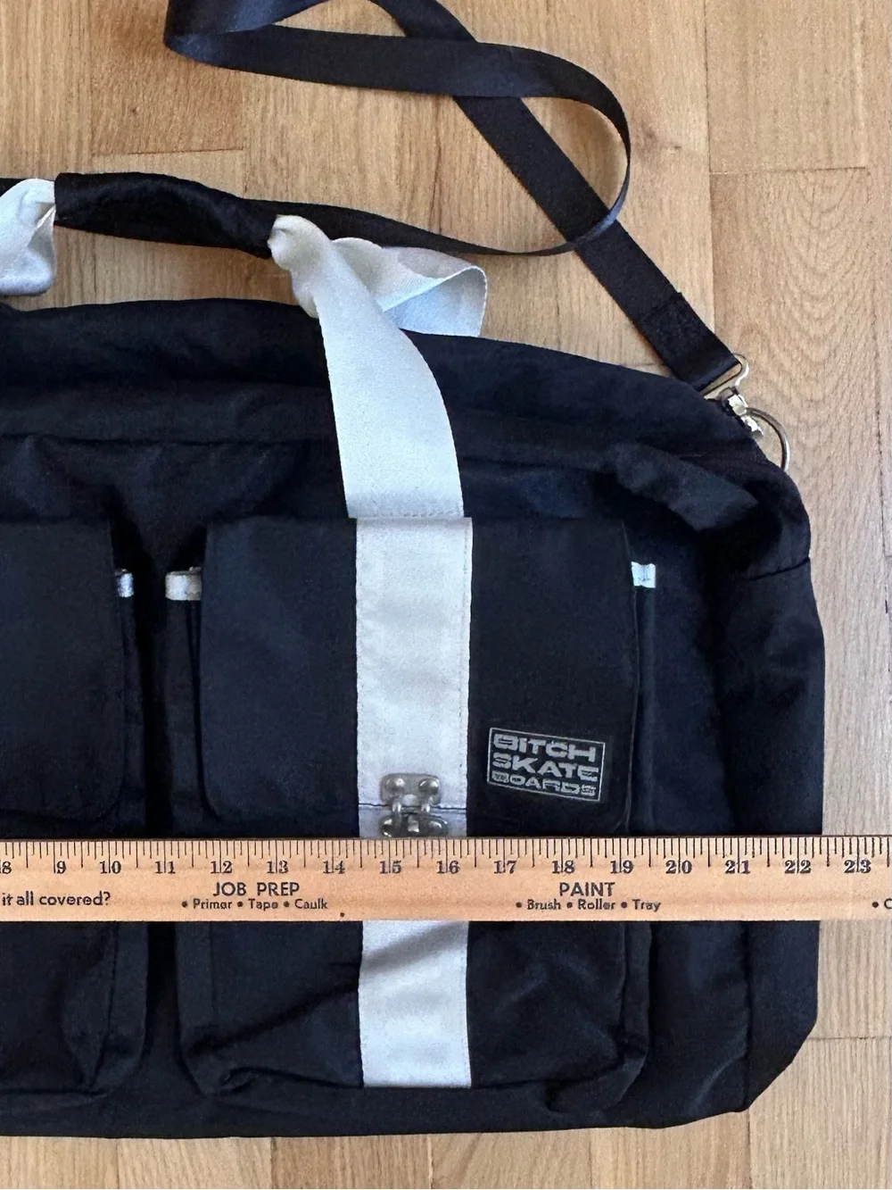 B Skateboards Utility/Helmet Shoulder Bag in Black and White Vintage Y2K